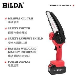Cordless mini chainsaw, 6-inch bar, 21 V