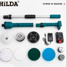 Cordless spin scrubber with extension handle