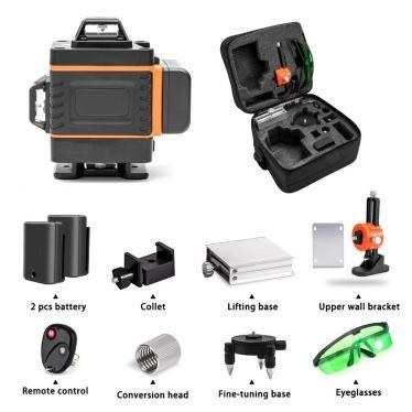 16-line laser level, deluxe kit with 2 batteries — view 2
