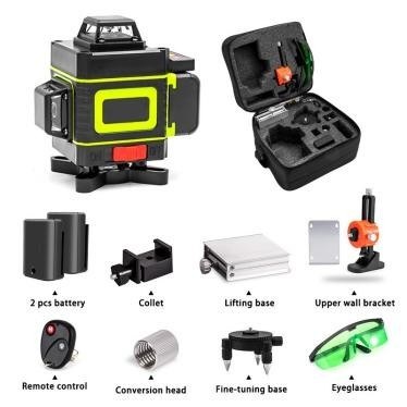 16-line laser level, deluxe kit with 2 batteries